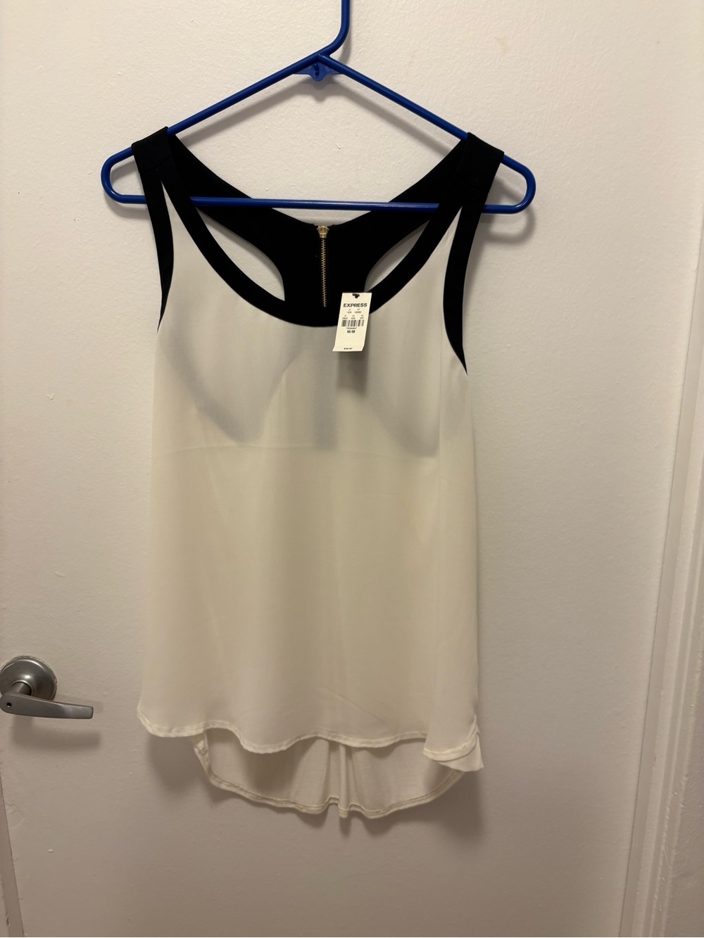 Express Two-Tone Black & White Chiffon Racerback Tank